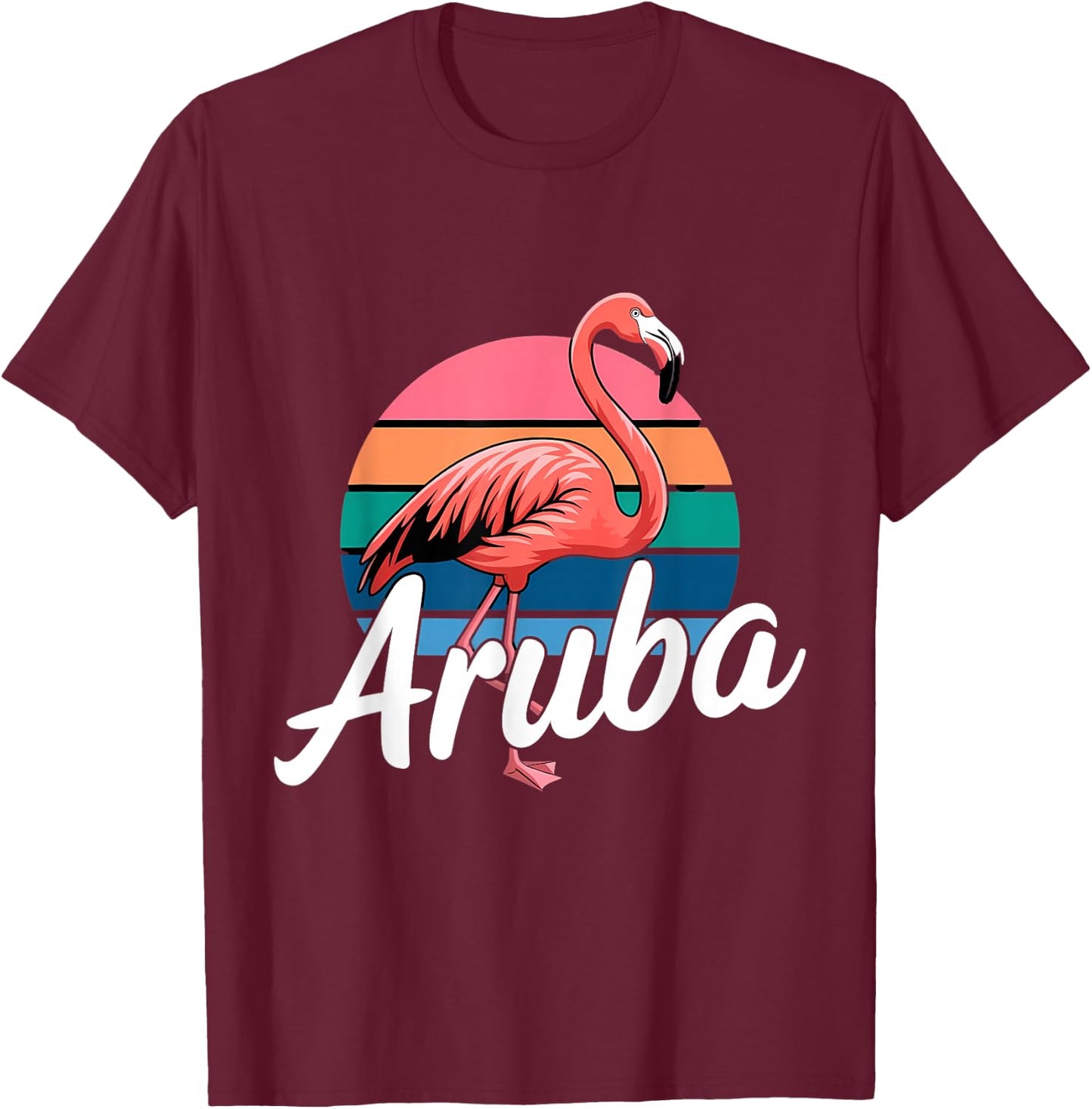 Aruba Flamingo Souvenir T-Shirt - T-Shirt | Maroon