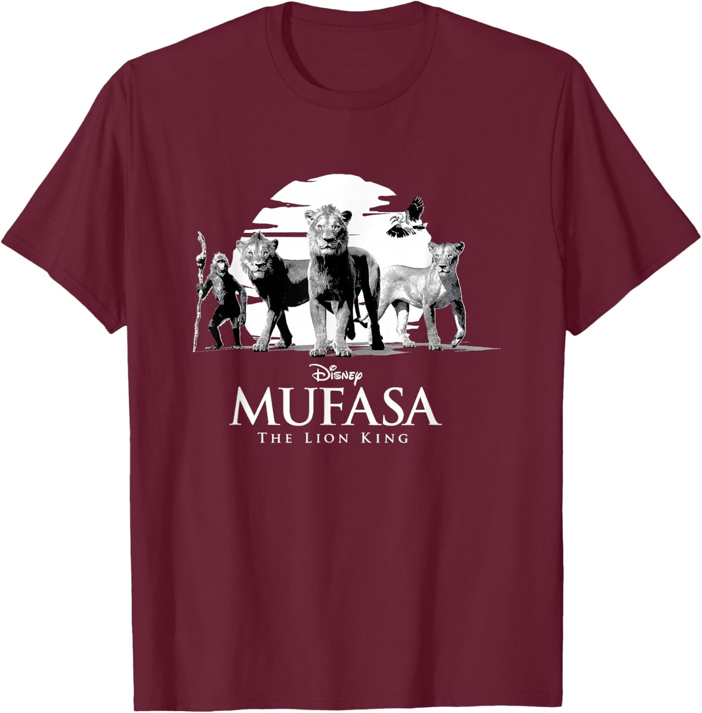 Disney Mufasa: The Lion King Monochromatic Sunset T-Shirt - T-Shirt | Maroon