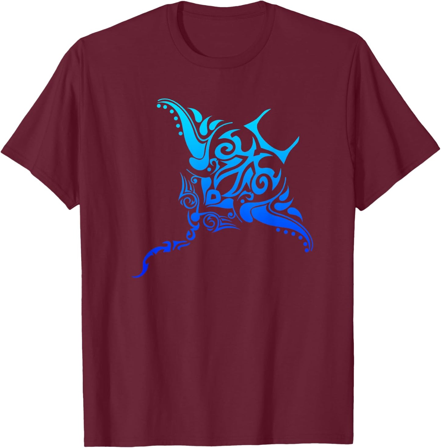 Hawaiian Tribal Stingray Polynesian Tattoo Style Vacation T-Shirt - T-Shirt | Maroon