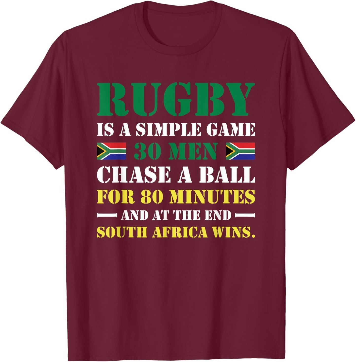 Rugby Is A Simple Game Südafrika Rugby T-Shirt - T-Shirt | Maroon