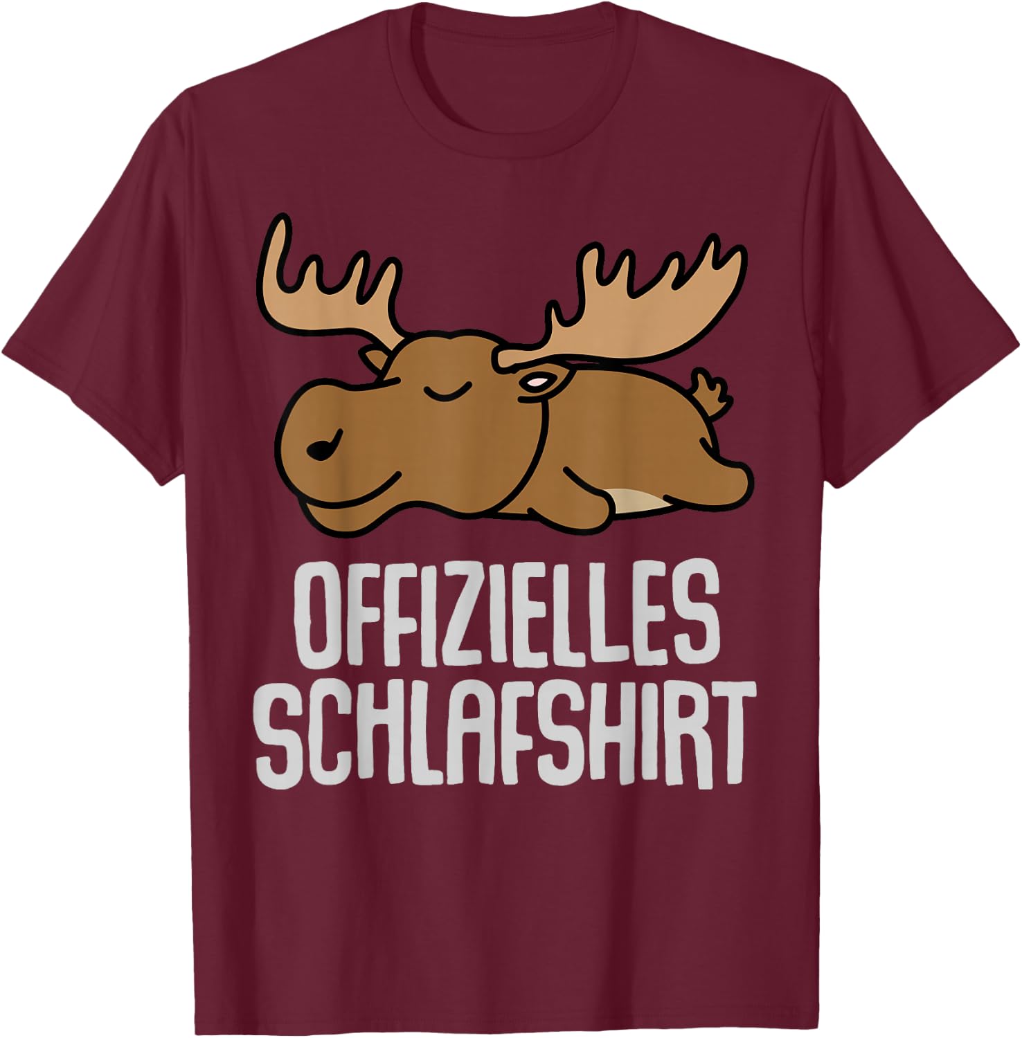 Offizielles Schlafshirt Elch Pyjama Nachthemd Geschenk T-Shirt - T-Shirt | Maroon