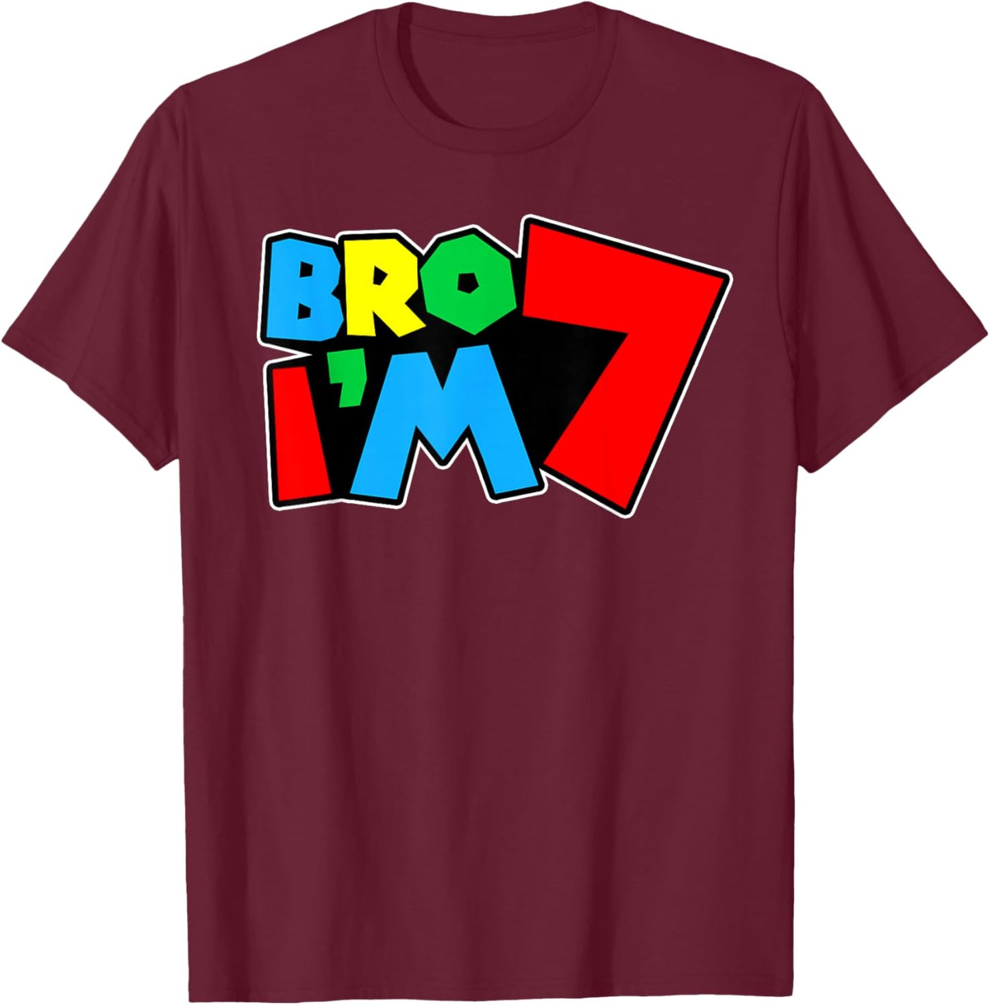 7th Birthday Boy Bro I’m 7 Year Old Video Gamer Seven Bday T-Shirt - T-Shirt | Maroon