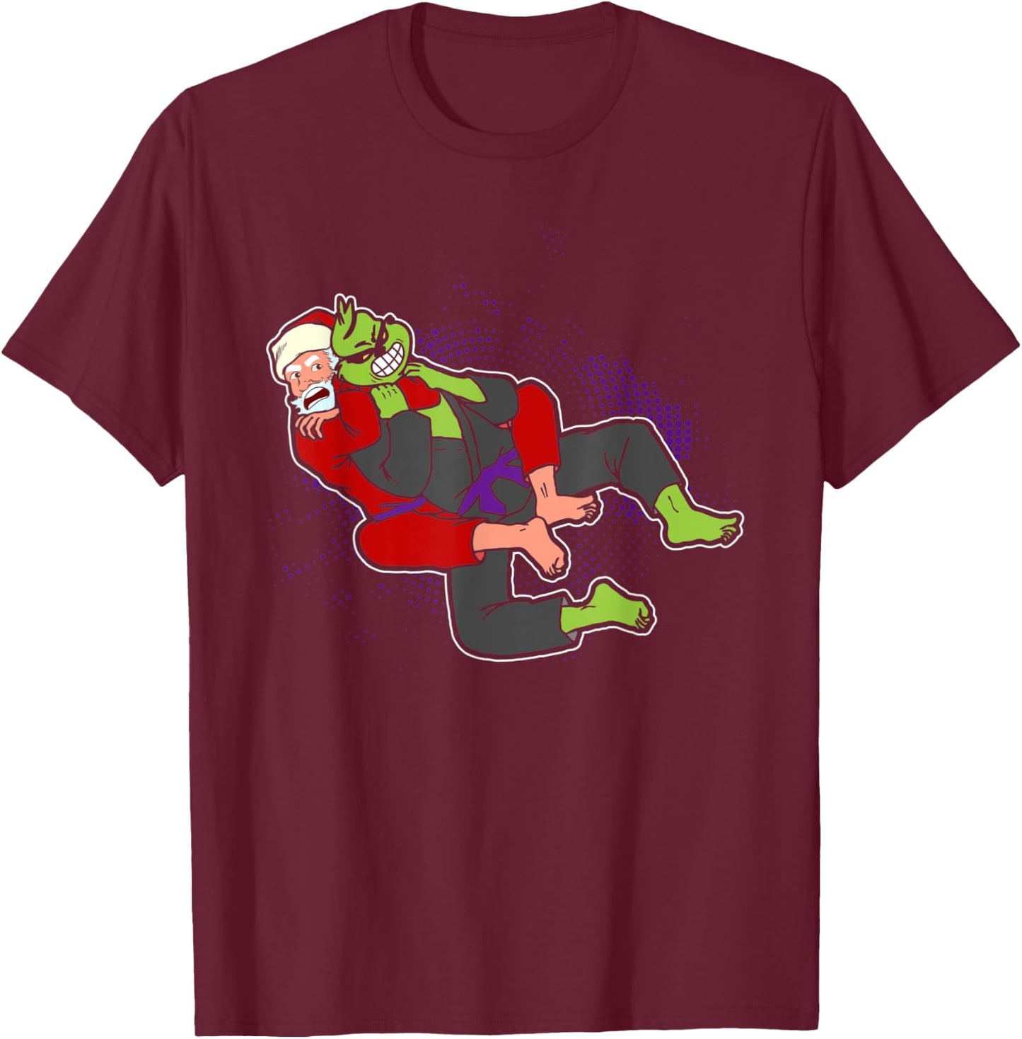 Santa strangles monster holiday Jiu jitsu martial arts mma T-Shirt - T-Shirt | Maroon