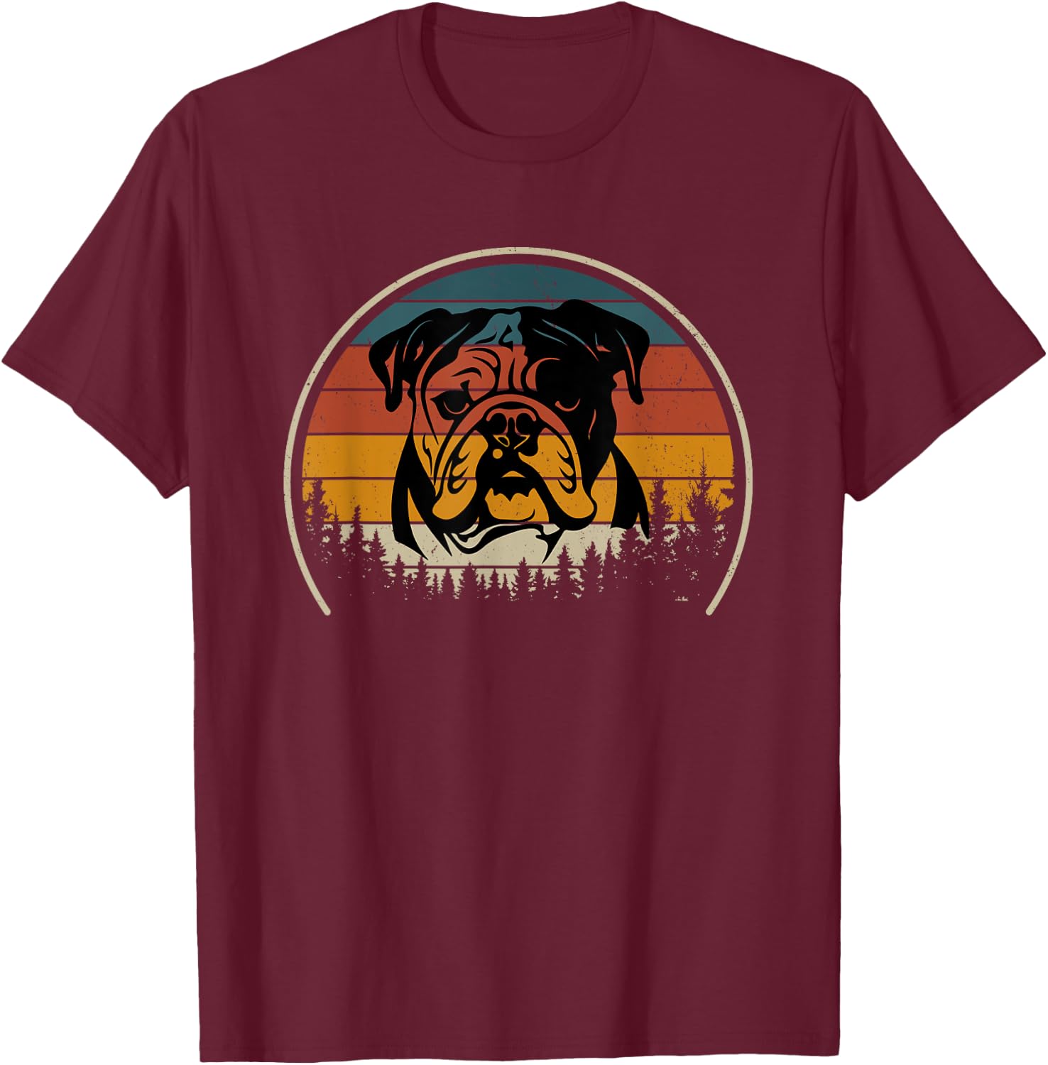 English Bulldog Retro T-Shirt - T-Shirt | Maroon