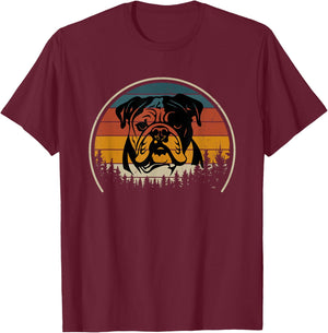 English Bulldog Retro T-Shirt - T-Shirt | Maroon