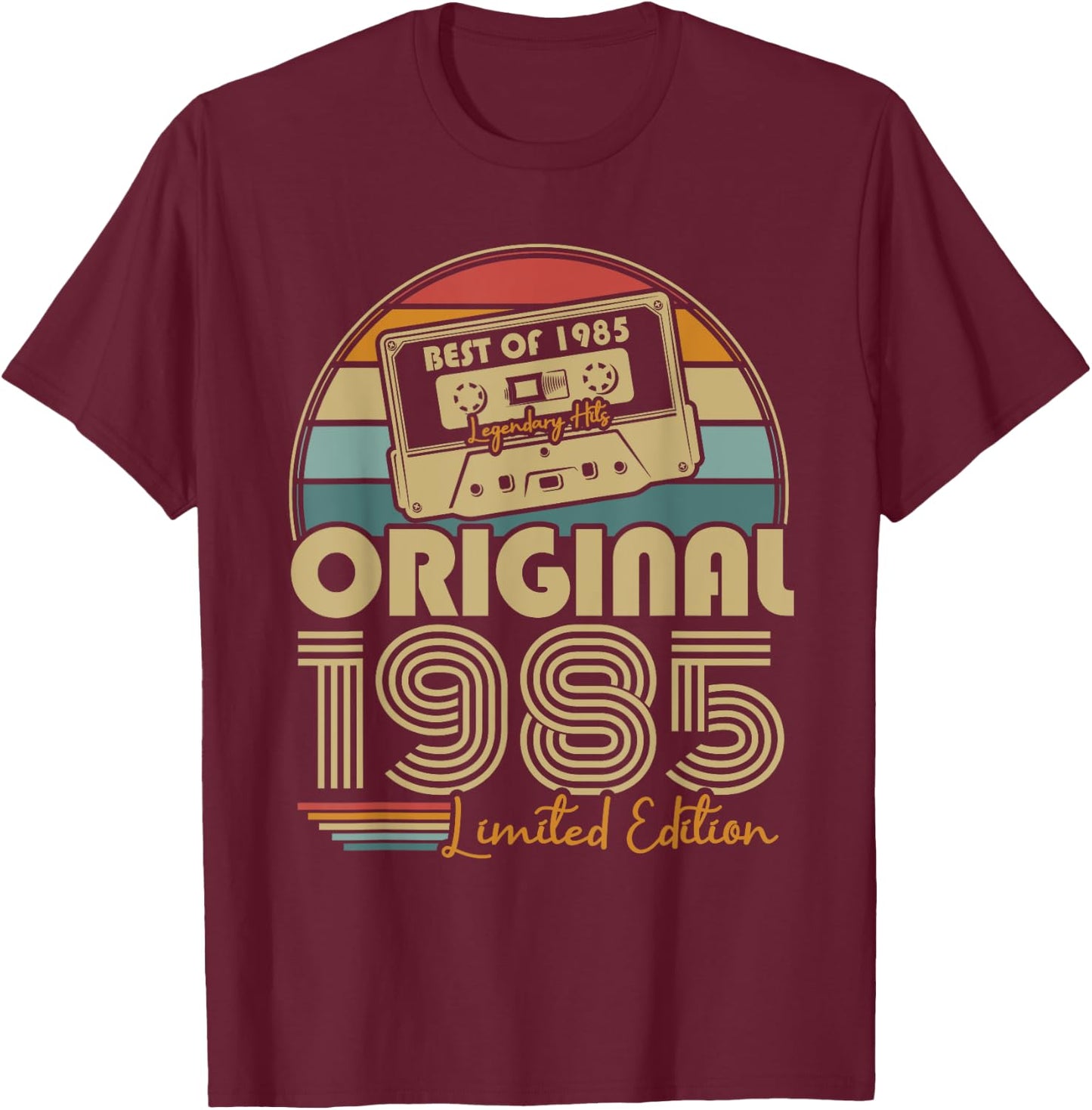 Original 1985 Vintage Birthday 40 Years Men and Women , Black, S T-Shirt - T-Shirt | Maroon
