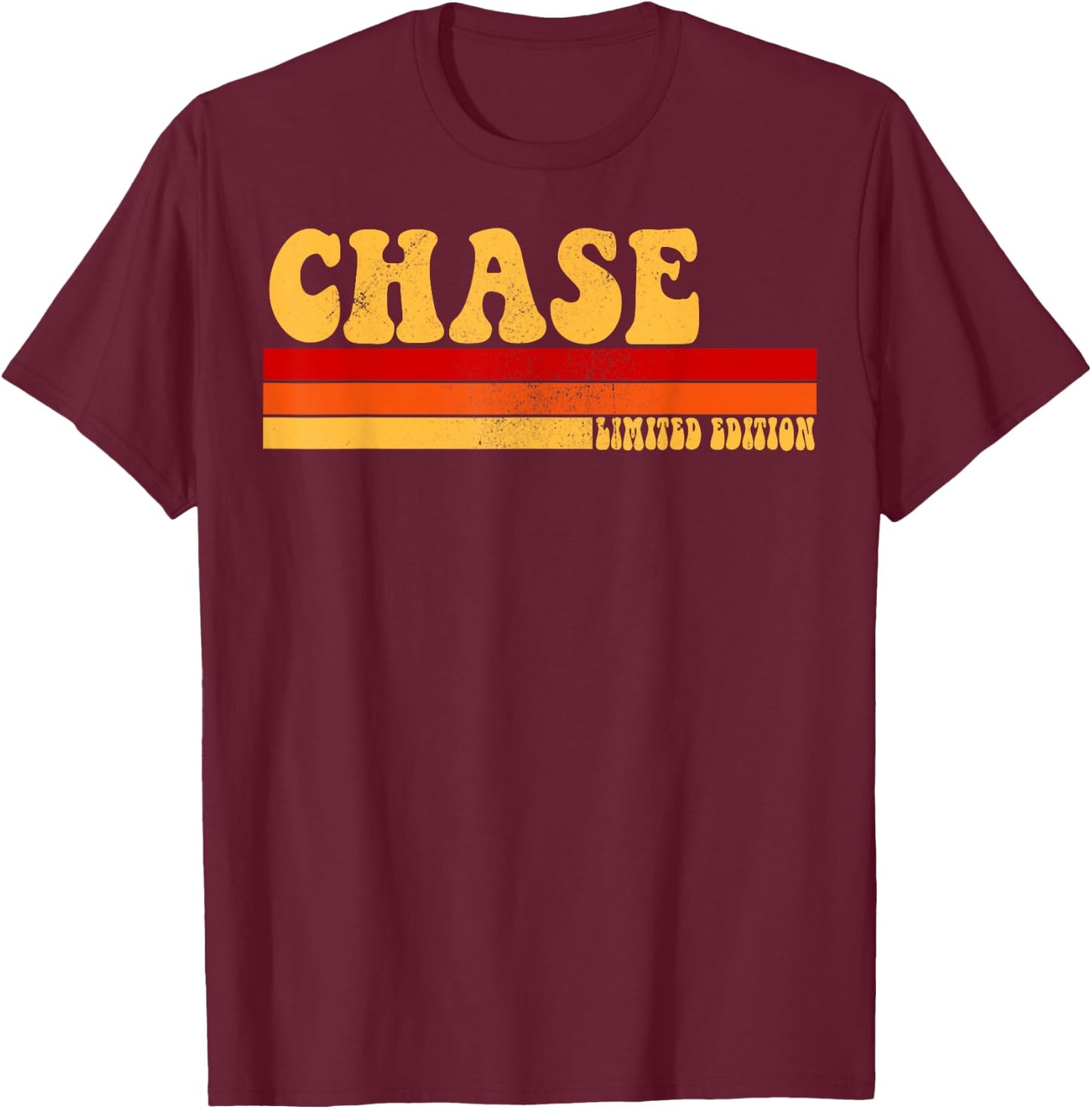 AmaStyle Co. CHASE Name Personalized Idea Men Retro Vintage CHASE , Small, Black T-Shirt - T-Shirt | Maroon