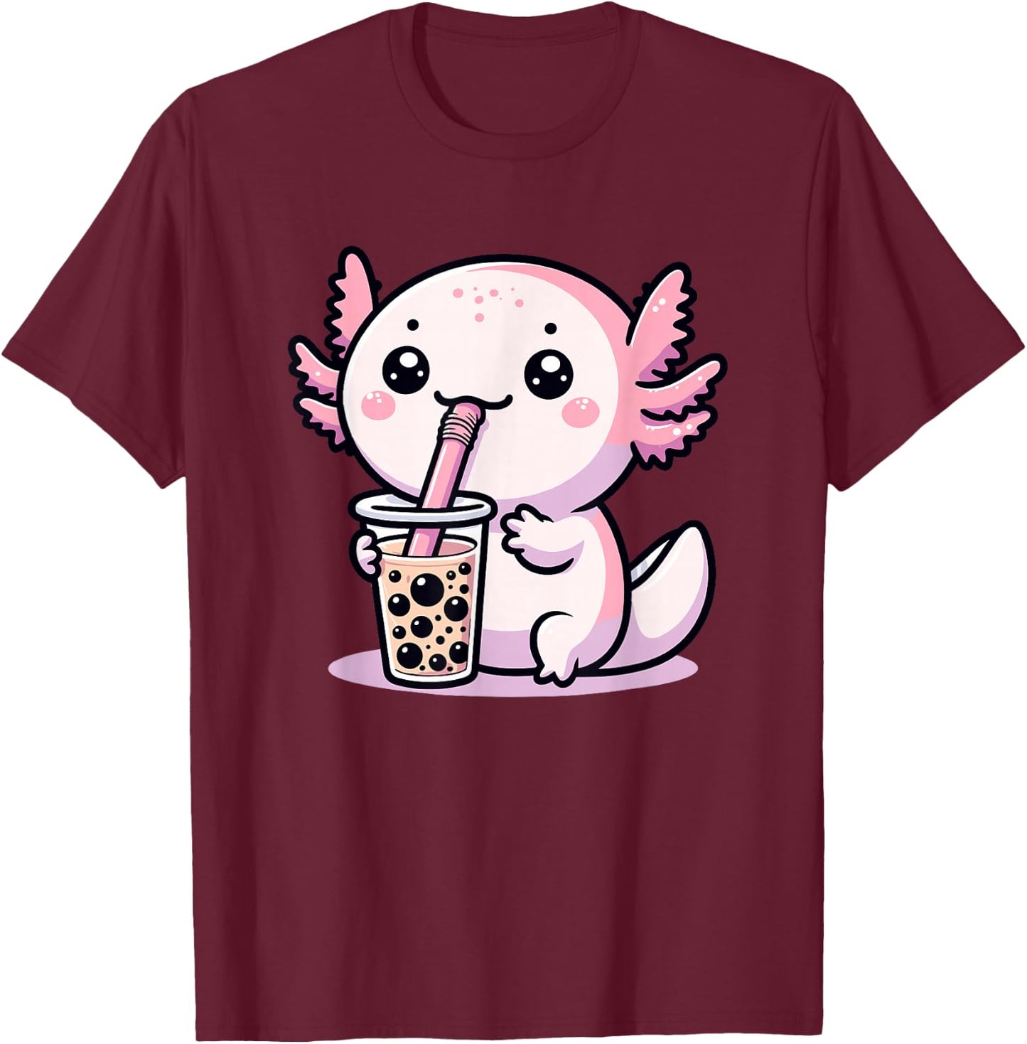Axolotl Bubble Tea Boba Tea & Cute Anime Kawaii, Mädchen Frauen T-Shirt - T-Shirt | Maroon