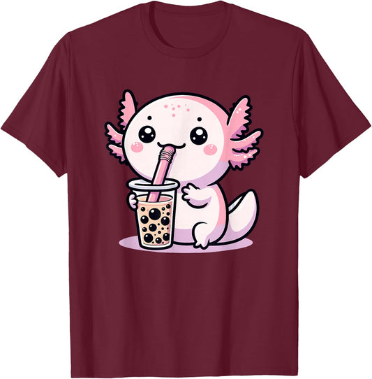 Axolotl Bubble Tea Boba Tea & Cute Anime Kawaii, Mädchen Frauen T-Shirt - T-Shirt | Maroon
