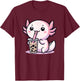 Axolotl Bubble Tea Boba Tea & Cute Anime Kawaii, Mädchen Frauen T-Shirt - T-Shirt | Maroon
