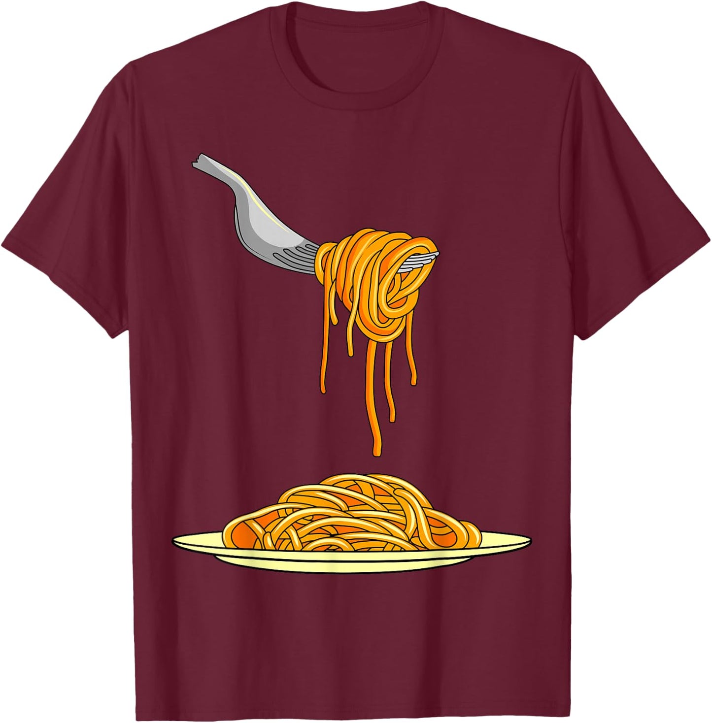 Pasta Spaghetti Noodles Italian Cook Fork Food T-Shirt - T-Shirt | Maroon