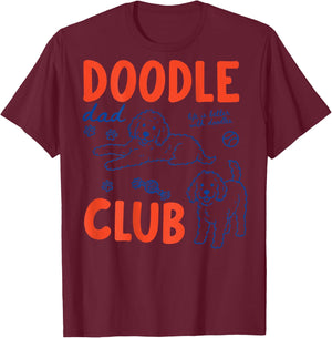 (ON Back) Doodle Dad Club Dog Dad Golden Doodle Father's Day T-Shirt - T-Shirt | Maroon