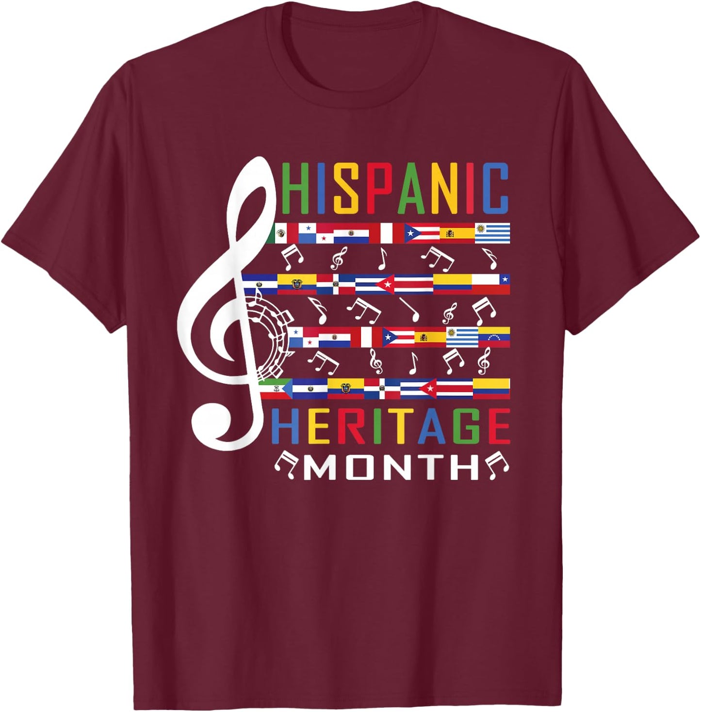 Music Teacher Kid National Hispanic Heritage Month T-Shirt - T-Shirt | Maroon