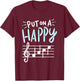 Put On A Happy Face Music - Funny Music Teacher Small T-Shirt - T-Shirt | Maroon