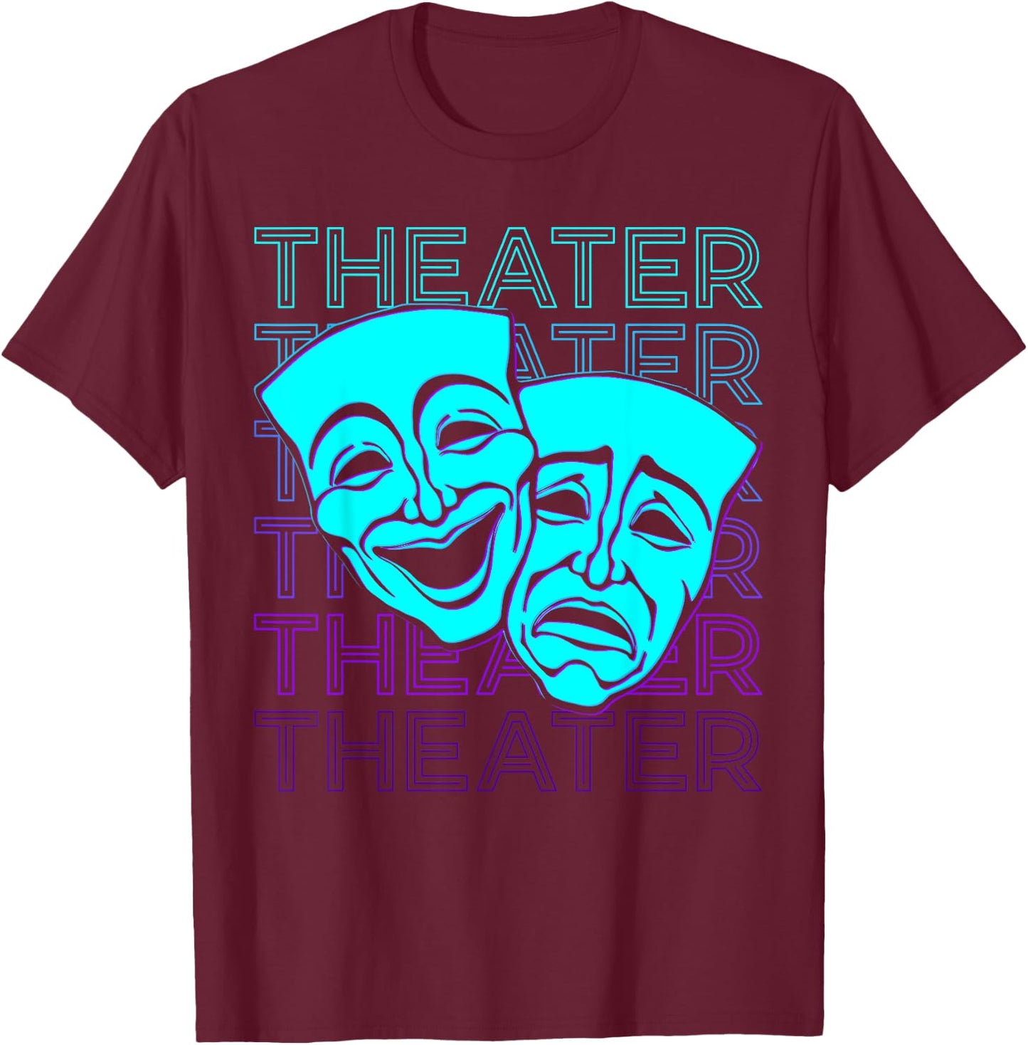 Theatermasken Retro T-Shirt - T-Shirt | Maroon