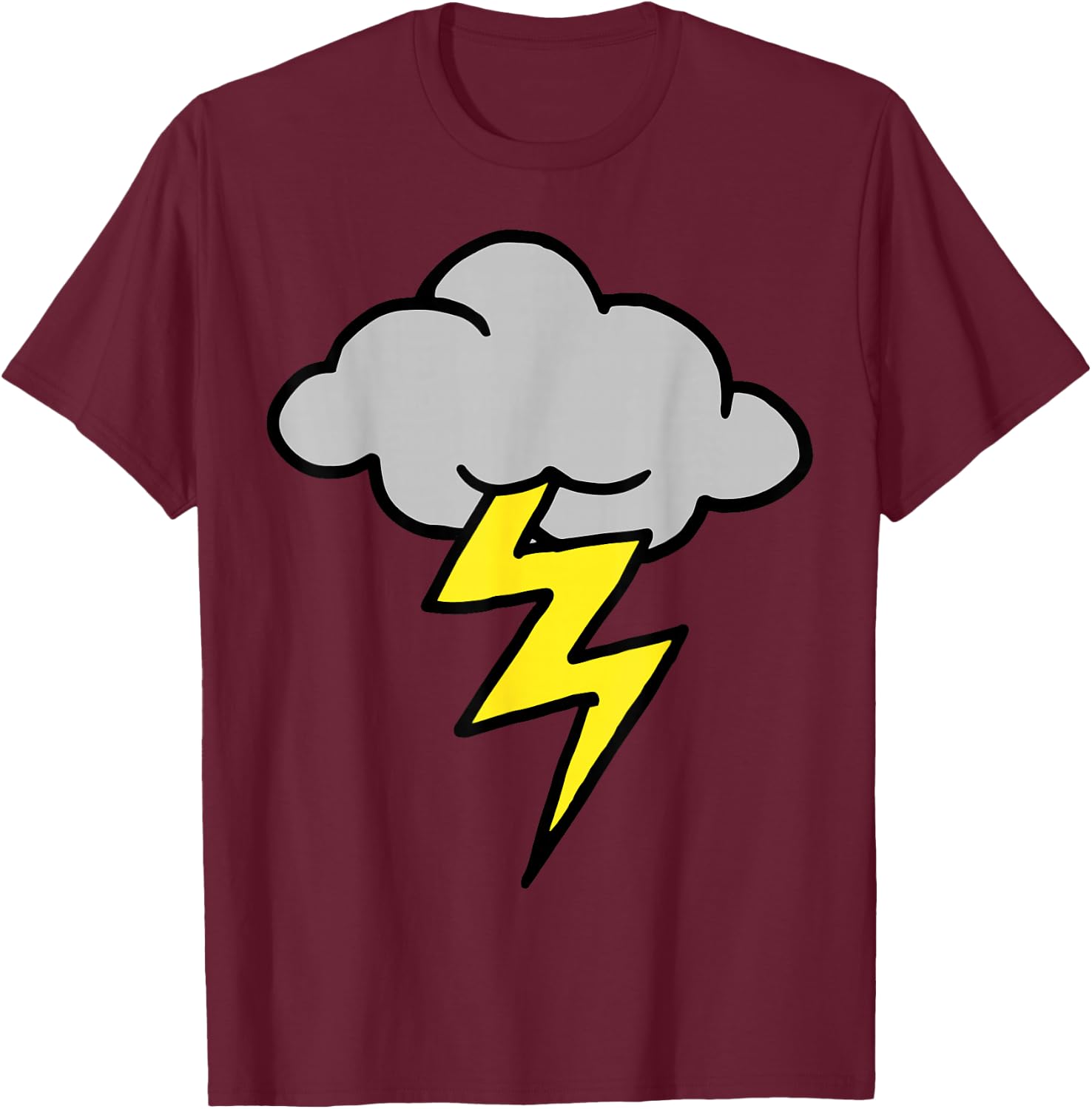 Lightning Thunder Lightning Bolt Storm Cloud Strikes T-Shirt - T-Shirt | Maroon