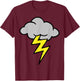 Lightning Thunder Lightning Bolt Storm Cloud Strikes T-Shirt - T-Shirt | Maroon