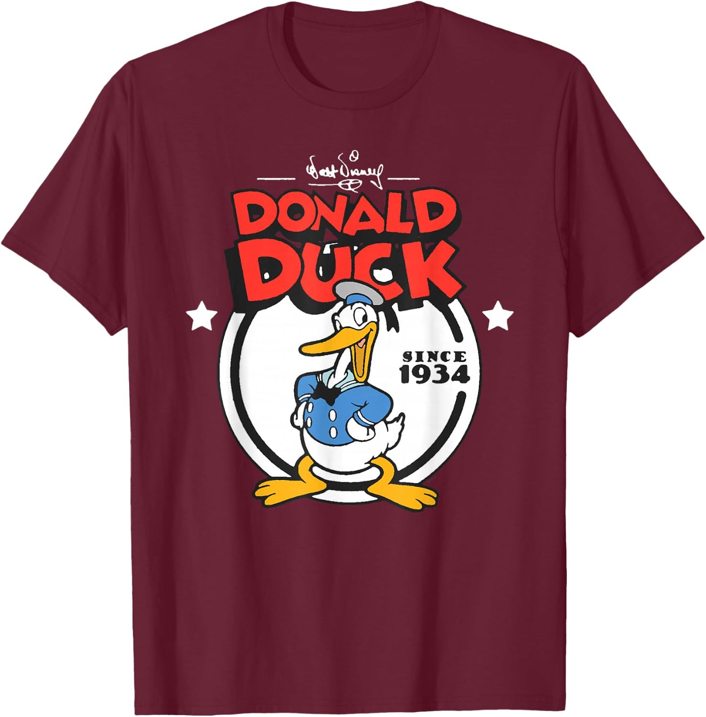 Disney Donald Duck 90th Anniversary Since 1934 Retro Vintage T-Shirt - T-Shirt | Maroon