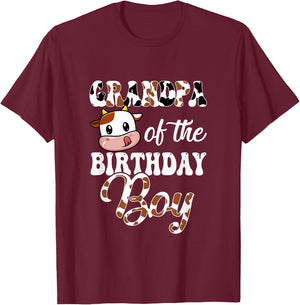Grandpa Of The Birthday Boy Cow Farm 1St Birthday Boy T-Shirt - T-Shirt | Maroon