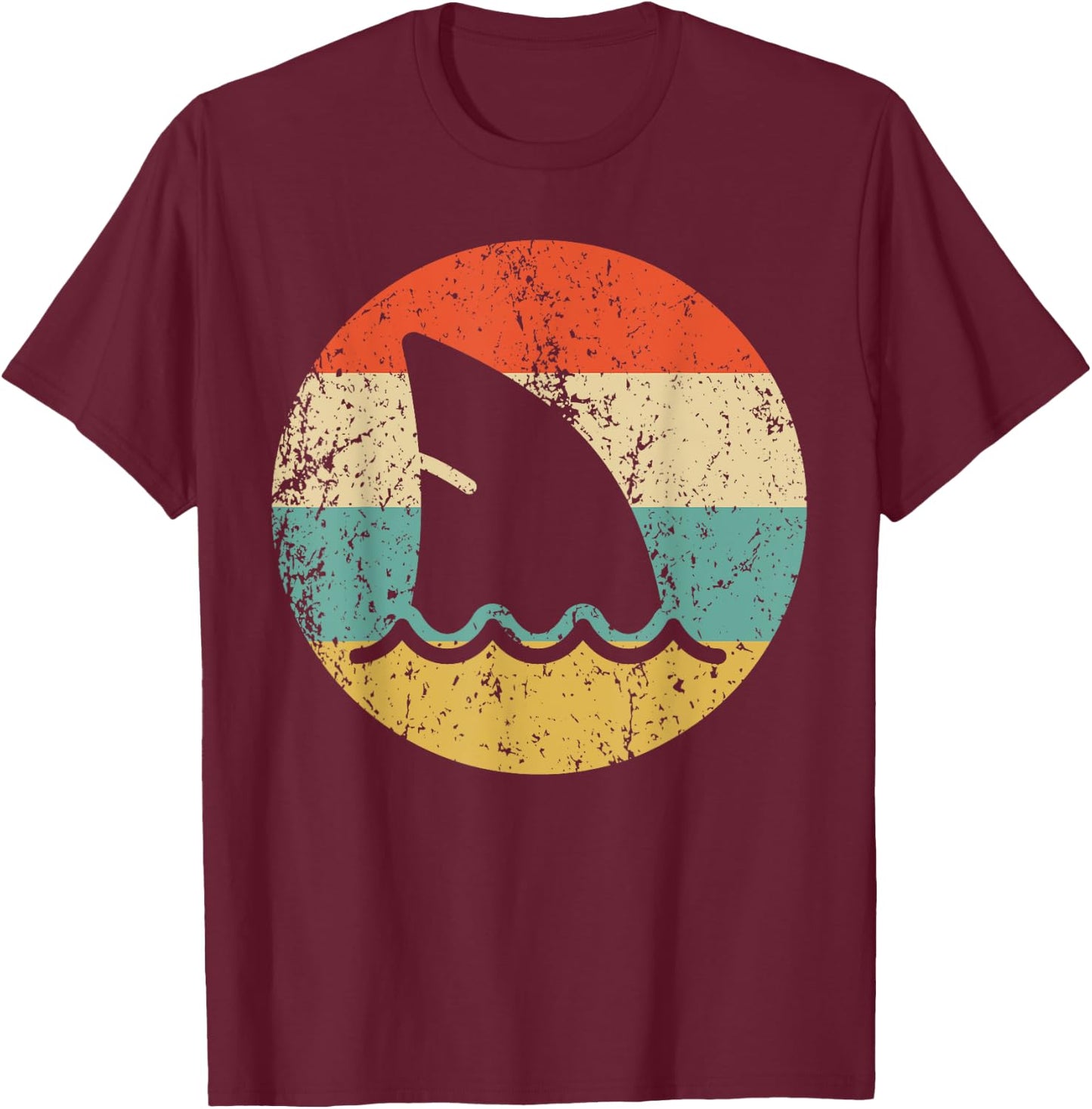 Shark Fin Retro Style Shark T-Shirt - T-Shirt | Maroon