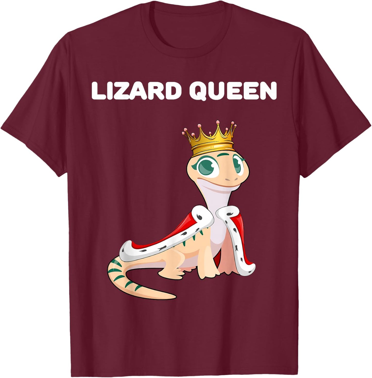 Lizard Queen | Lizard Design | Girls Lizard T-Shirt - T-Shirt | Maroon