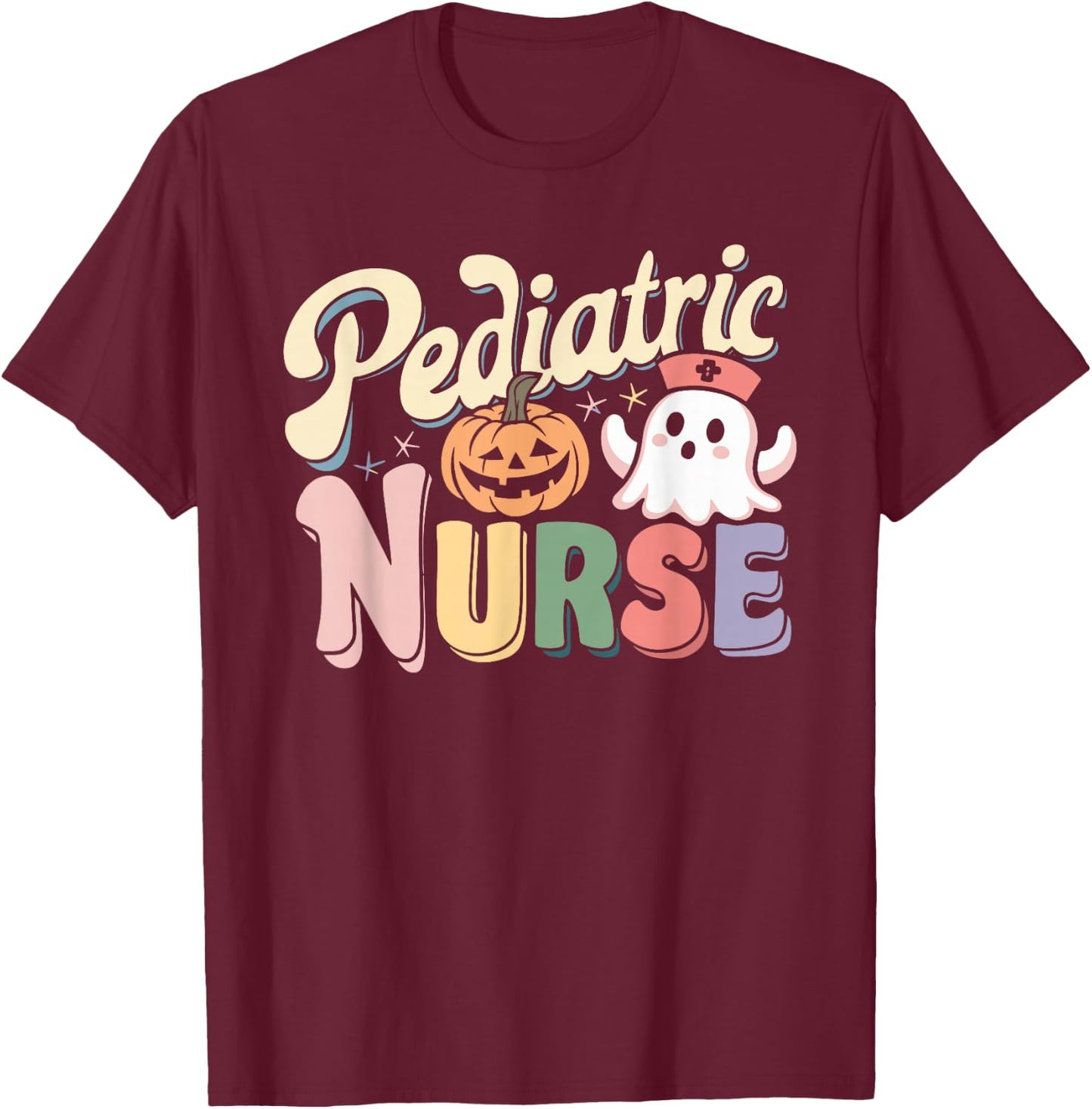 Pediatric Nurse Childcare Halloween Costume T-Shirt - T-Shirt | Maroon