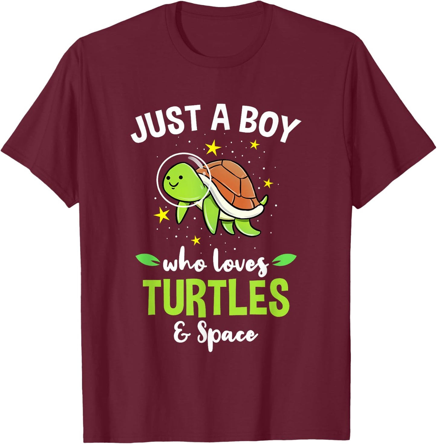 Just A Boy Who Loves Turtles And Space T-Shirt - T-Shirt | Maroon