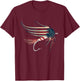 American Flag Salmon Fly Kids Men T-Shirt - T-Shirt | Maroon