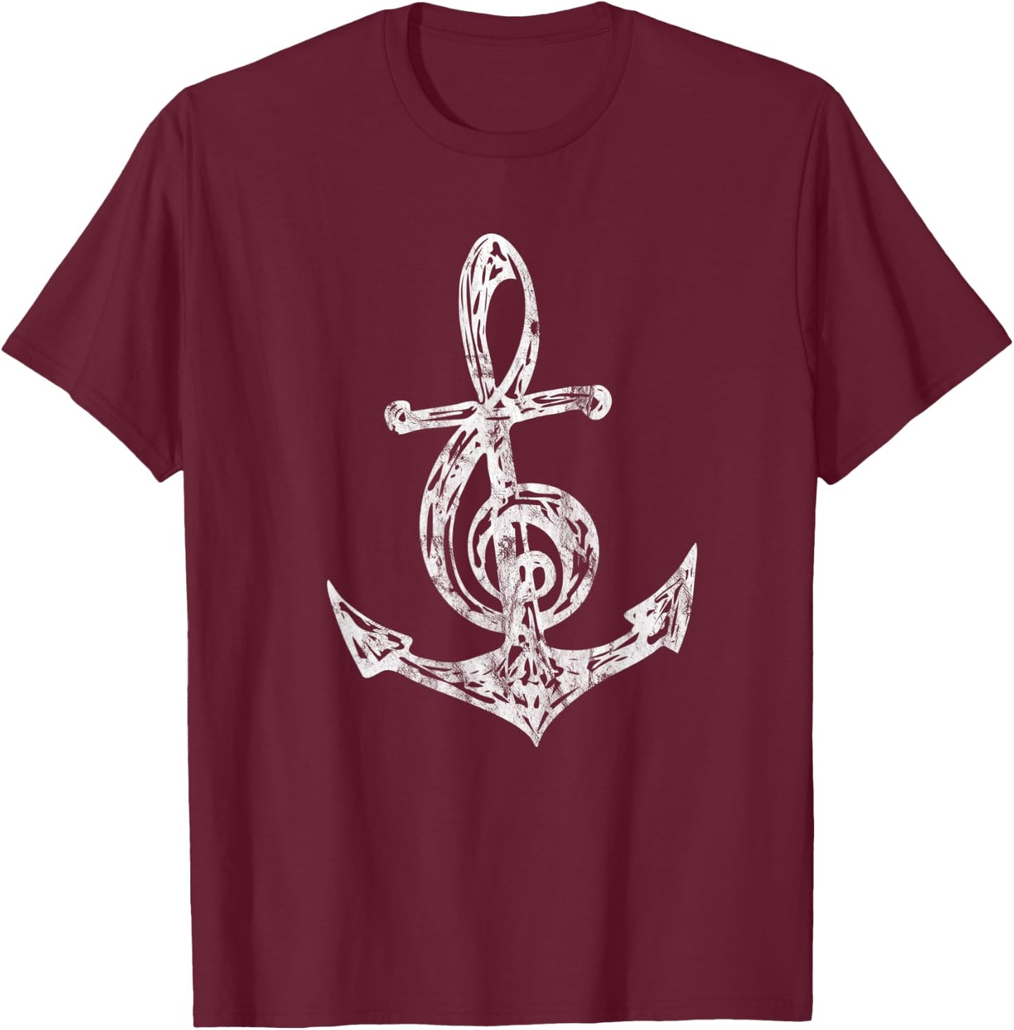 Anchor, music, clef, symbol, musician, ahoy, sea, love music T-Shirt - T-Shirt | Maroon