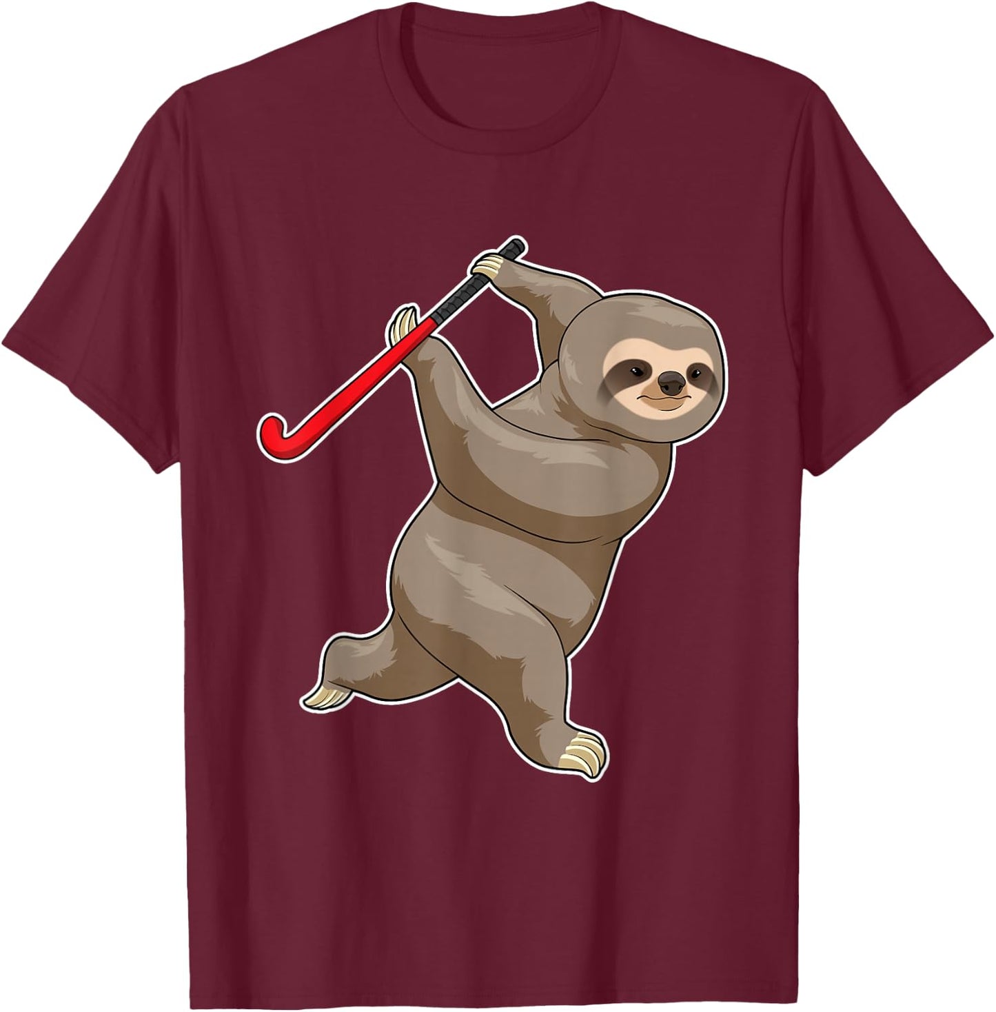 Sloth Field hockey Field hockey stick Sports T-Shirt - T-Shirt | Maroon