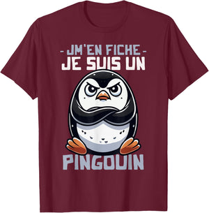Idea Je suis un Penguin Funny Funny Penguin Design , Black, S T-Shirt - T-Shirt | Maroon