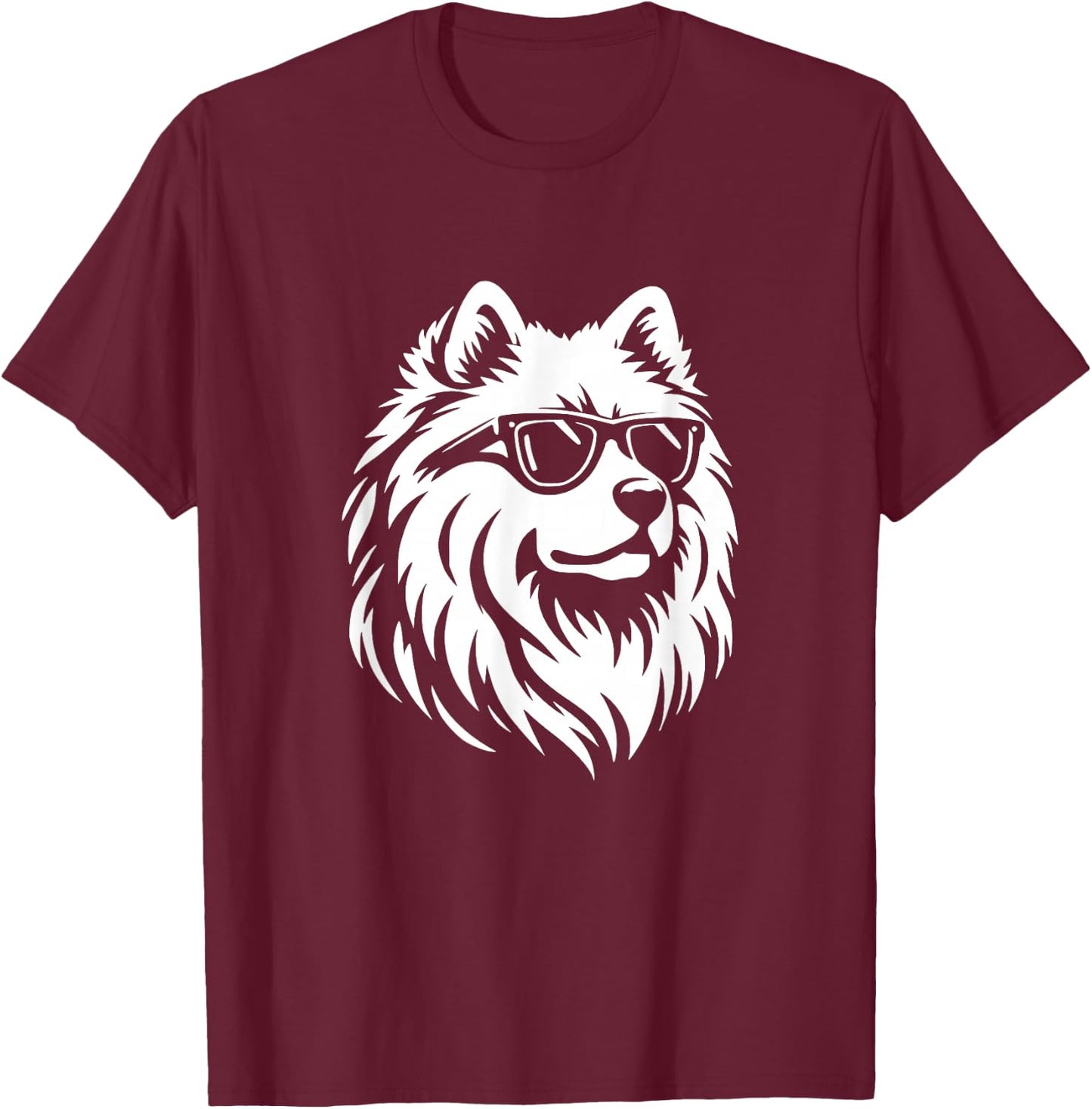Samoyed Sunglasses Dog Graphic Design T-Shirt - T-Shirt | Maroon