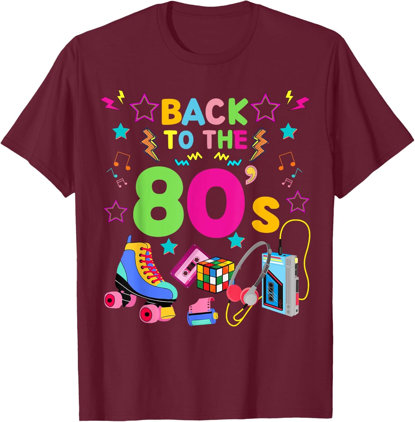 Best 80s Costume Theme Party Carnival - I Love 80s , black T-Shirt - T-Shirt | Maroon