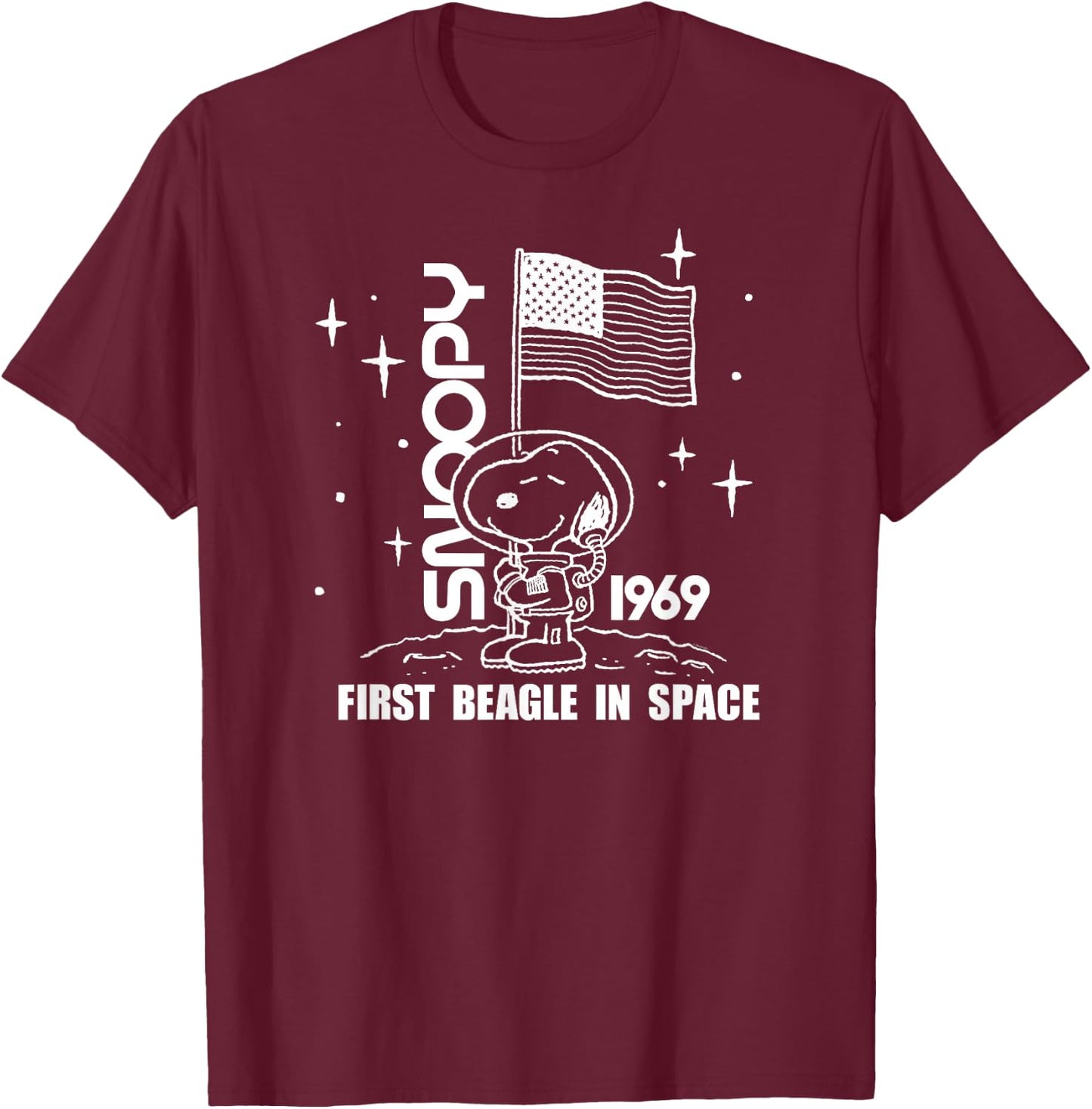 Peanuts First Beagle in Space T-Shirt - T-Shirt | Maroon