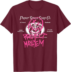 Fight Club 1999 Movie Official Tyler Durden Project Mayhem , black T-Shirt - T-Shirt | Maroon