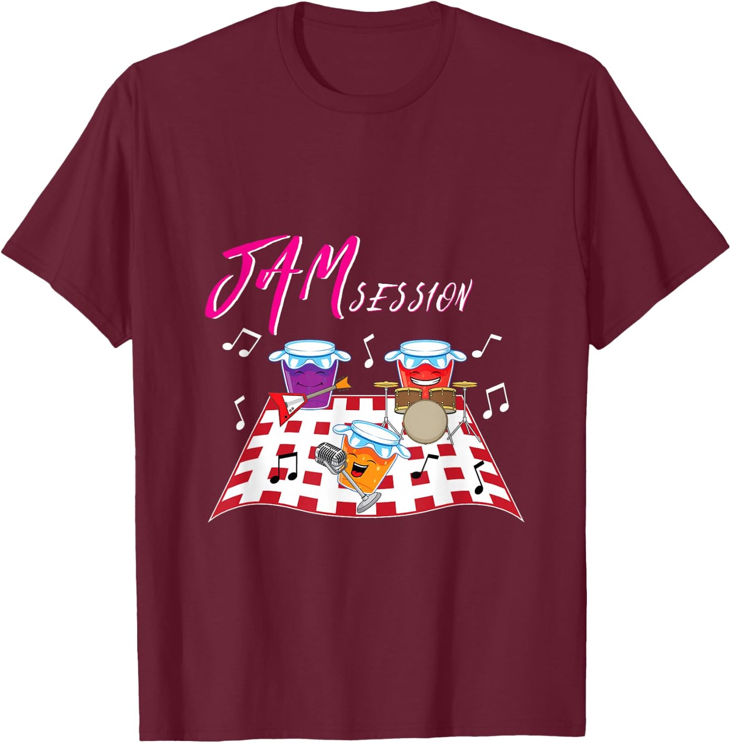 Jam Session - Funny Music Pun T-Shirt - T-Shirt | Maroon