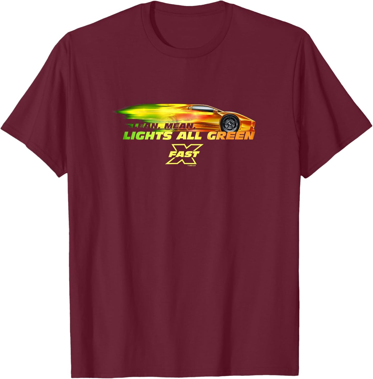 Fast X Lean Mean Lights All Green Lamborghini Gradient T-Shirt - T-Shirt | Maroon