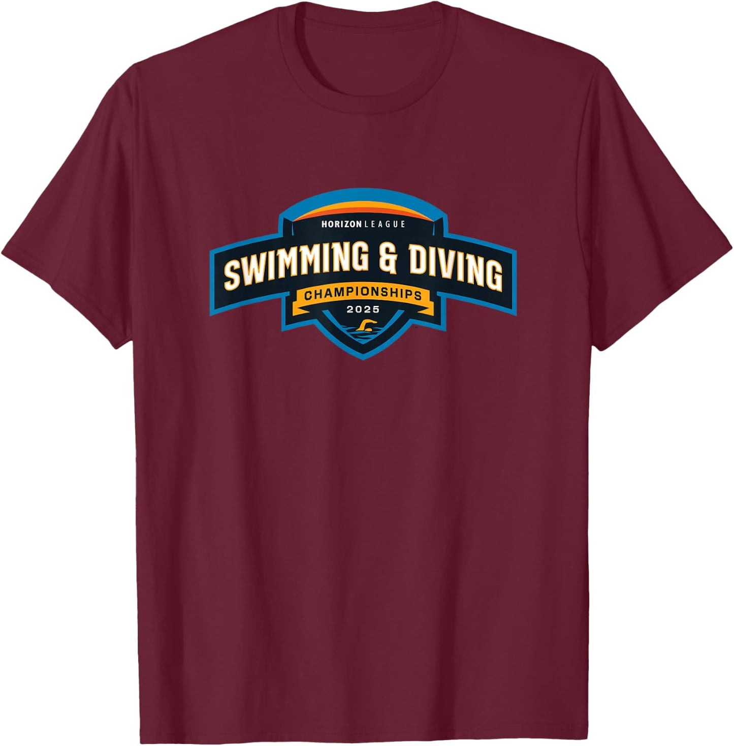 Horizon League Swimming & Diving Championship 2025 T-Shirt - T-Shirt | Maroon