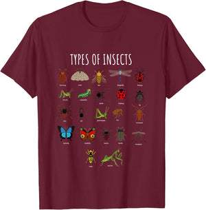 Bug Shirt - Bug Identification Types Of Insects T-Shirt - T-Shirt | Maroon