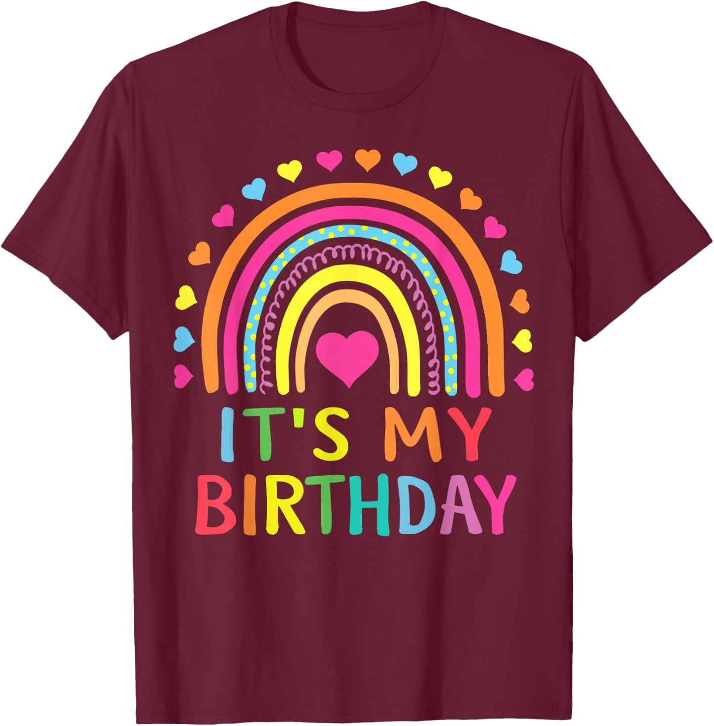 Rainbow Birthday Girls Boys Gift Retro Vintage T-Shirt - T-Shirt | Maroon