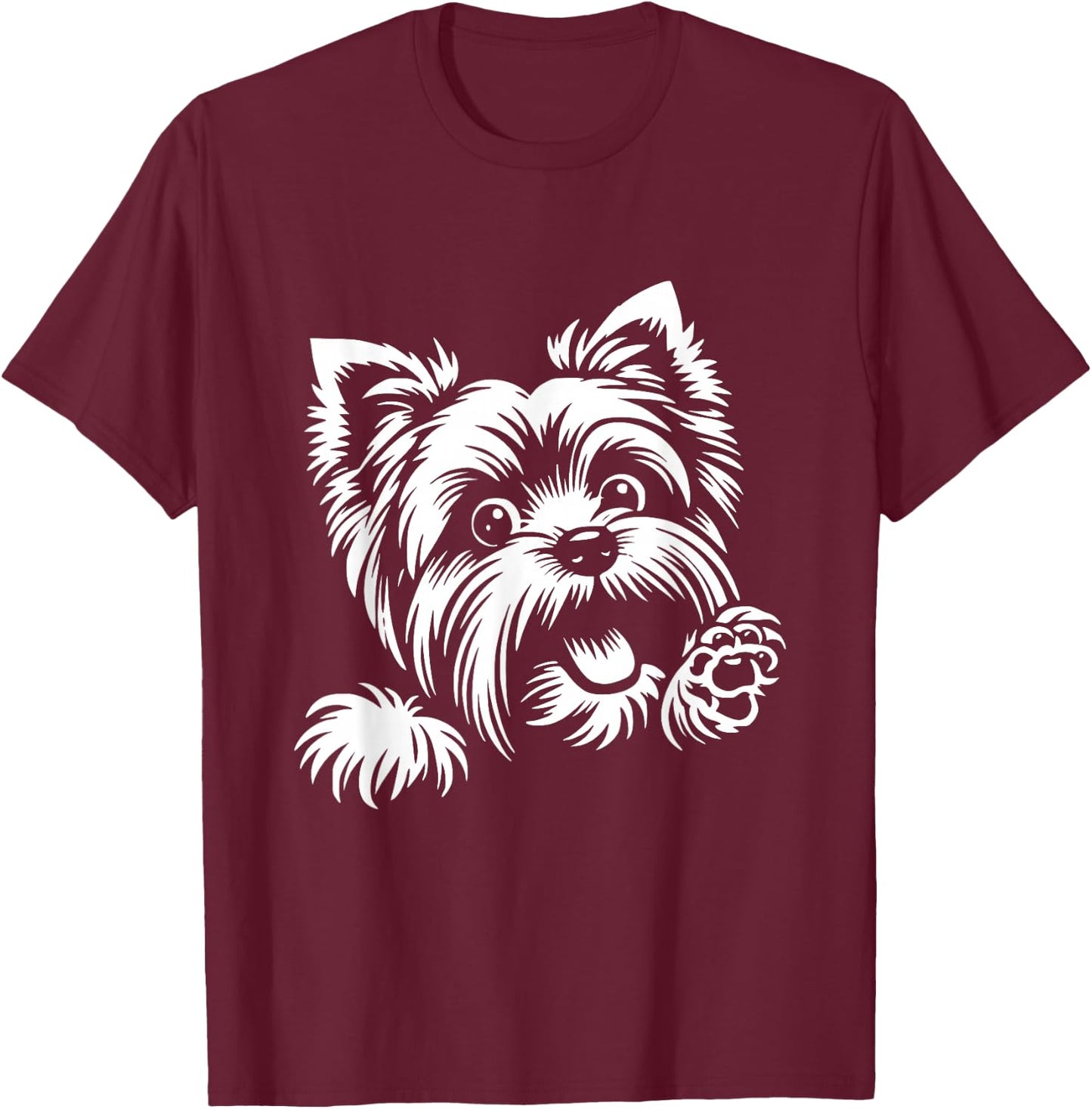 Yorkshire Terrier Dog Peeking Yorkie Graphic Design Women Kids T-Shirt - T-Shirt | Maroon