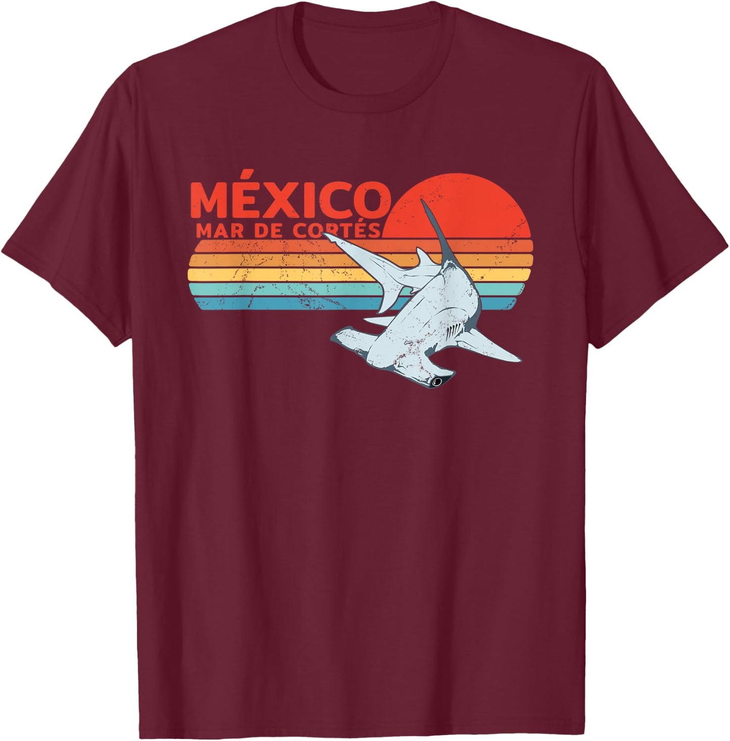 Hammerhead Shark Sea of Cortez Mexico T-Shirt - T-Shirt | Maroon