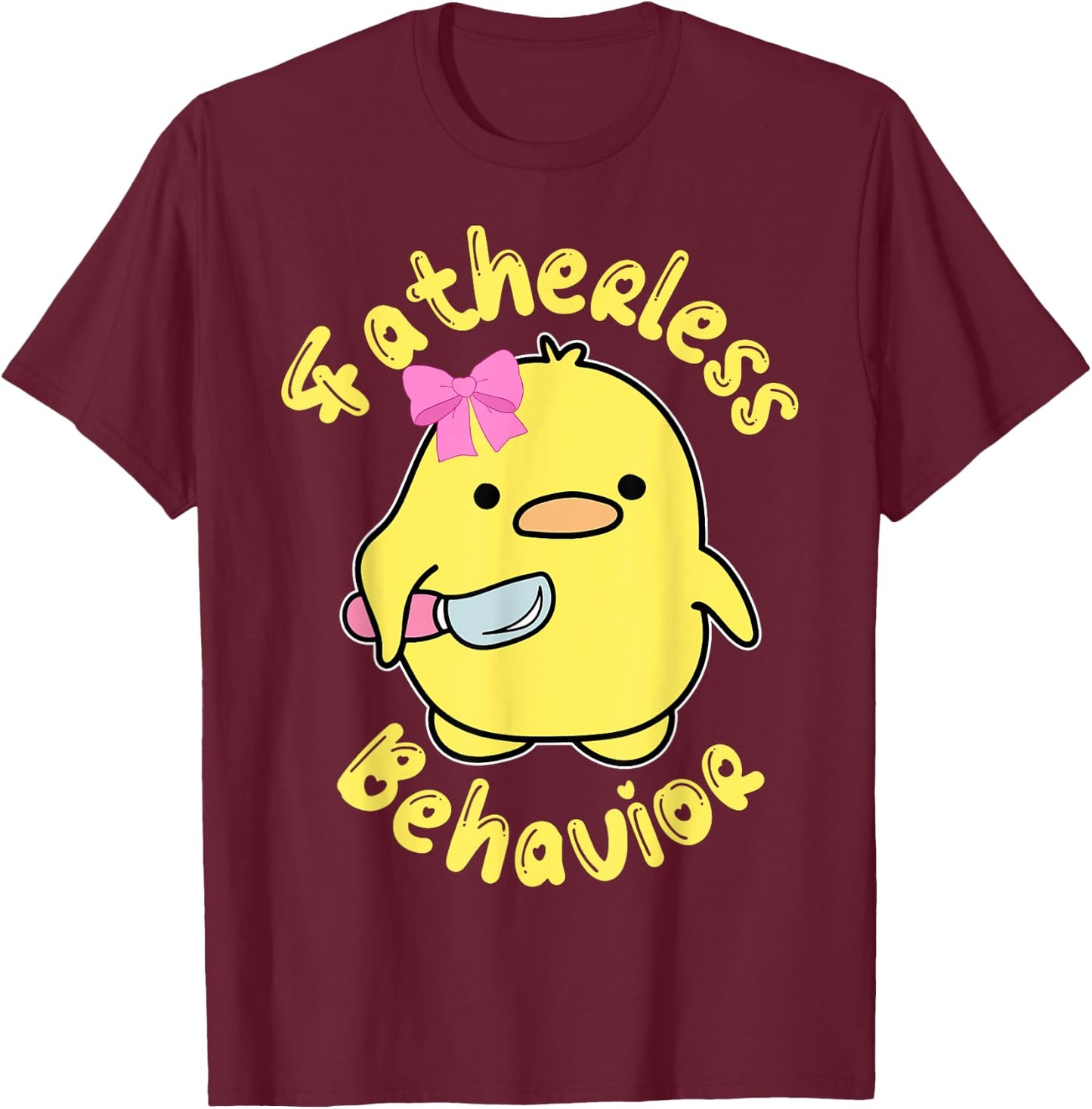 Fatherless Behavior Knife Duck Cute Design T-Shirt - T-Shirt | Maroon