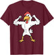 Muscle Chicken Muscle Chicken Flexing Fitness Cartoon T-Shirt - T-Shirt | Maroon