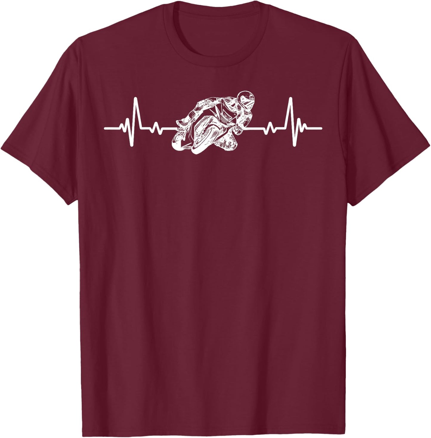 Motorcycle Racing Heartbeat Motorcycle Racing Biker Humour T-Shirt - T-Shirt | Maroon