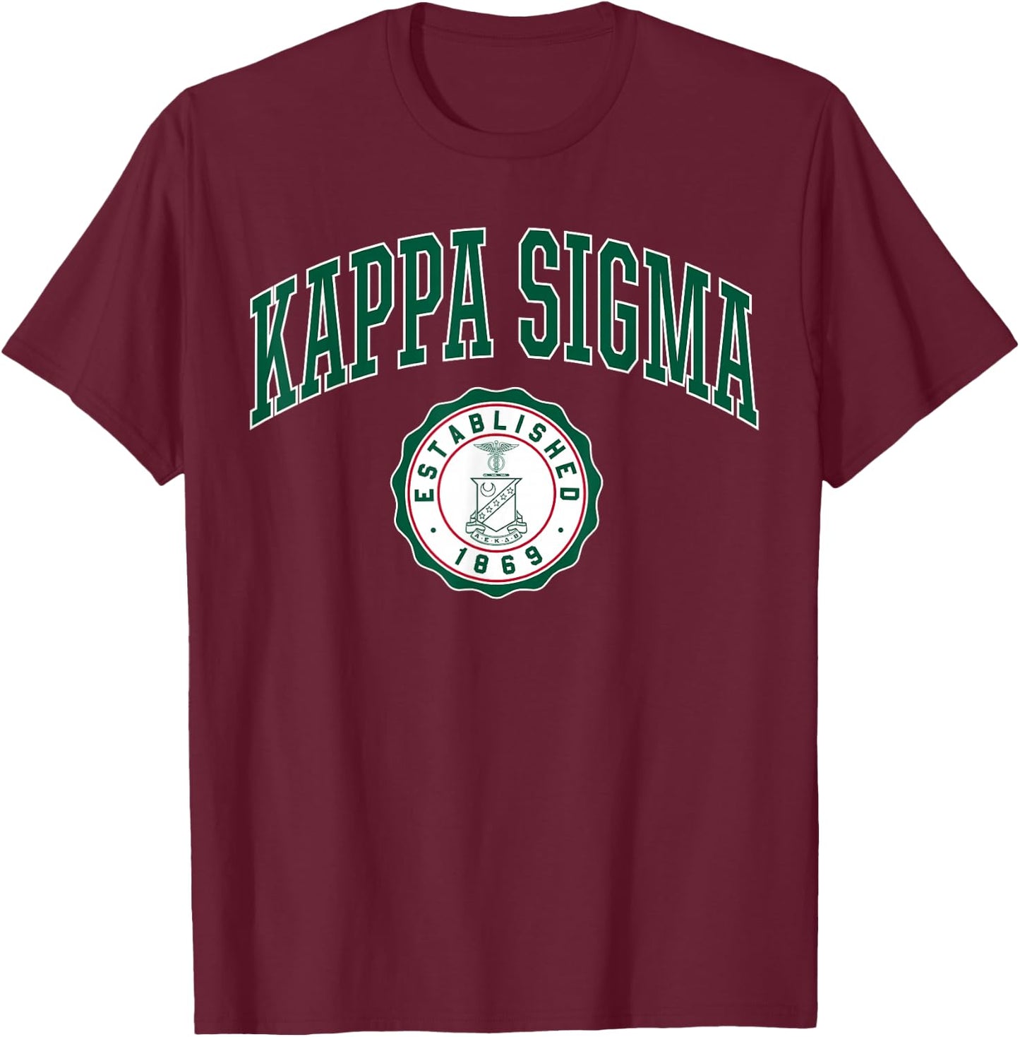 Kappa Sigma Officially Licensed Arch Over Est. 1869 Seal T-Shirt - T-Shirt | Maroon