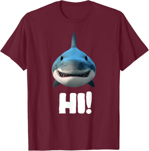 Hai Hi Funny Saying Shark Hi Fun Funny , black T-Shirt - T-Shirt | Maroon