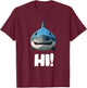 Hai Hi Funny Saying Shark Hi Fun Funny , black T-Shirt - T-Shirt | Maroon
