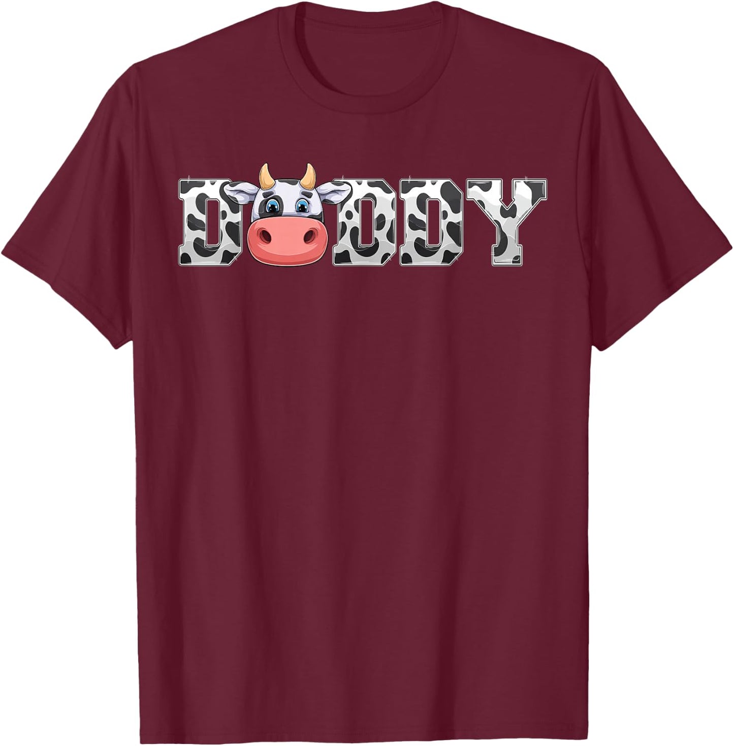 Daddy Cow Print Cowboy Animal Pattern Farmer Father Daddy T-Shirt - T-Shirt | Maroon