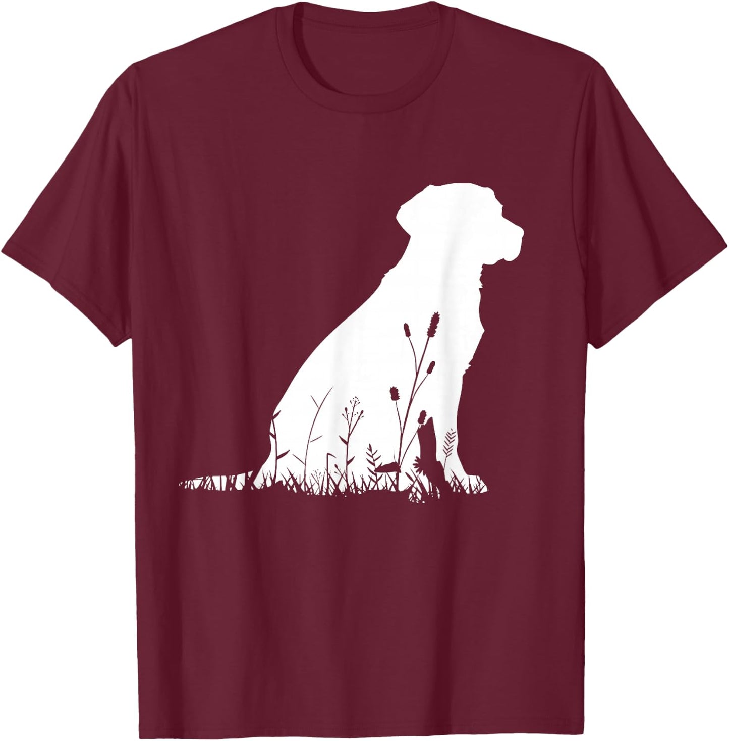 Labrador Retriever Wildflower Silhouette Labrador Dog Mom T-Shirt - T-Shirt | Maroon